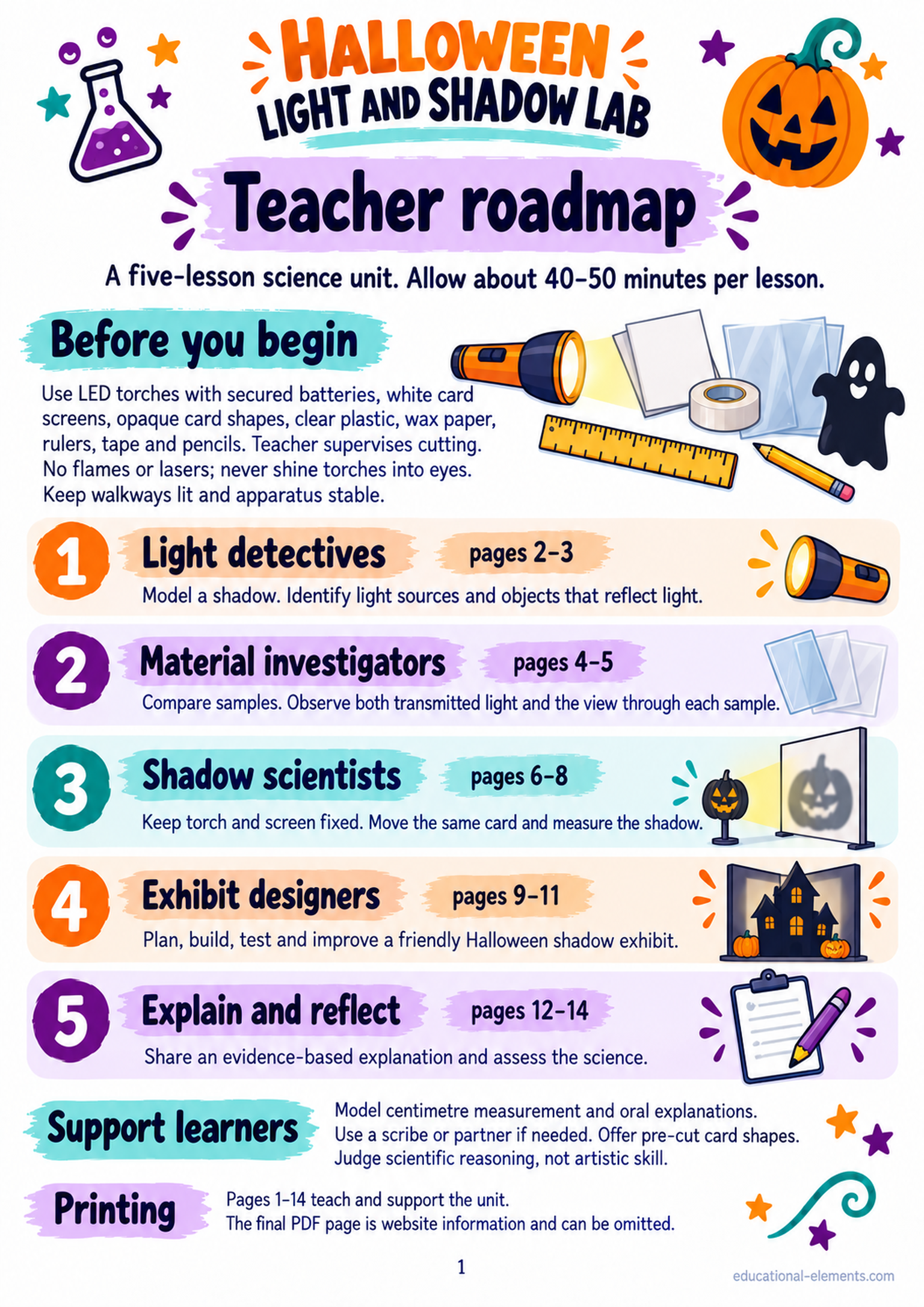 Preview of Halloween Light and Shadow Lab